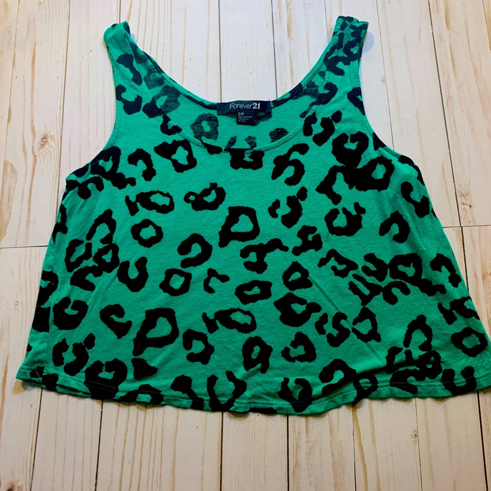 Green Leopard Crop Top